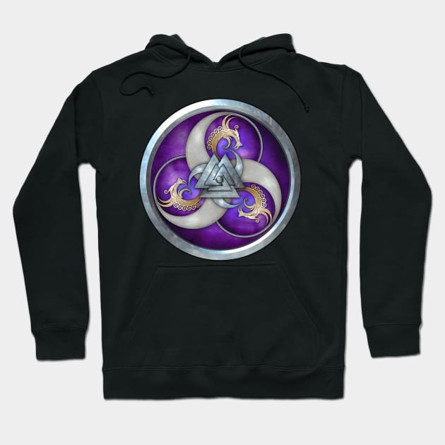 Purple Norse Triple Dragons Shield Hoodie by NaumaddicArts